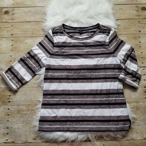 J. CREW JACQUARD STRIPED KNIT TOP SWEATER